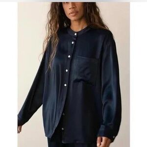 DONNI. Navy Blue Blouse $249 NWT